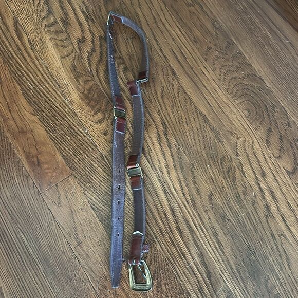 Vintage 1997 Fossil Brown Leather Belt with Gold Buckle & Gold Embellishments - Picture 5 of 10